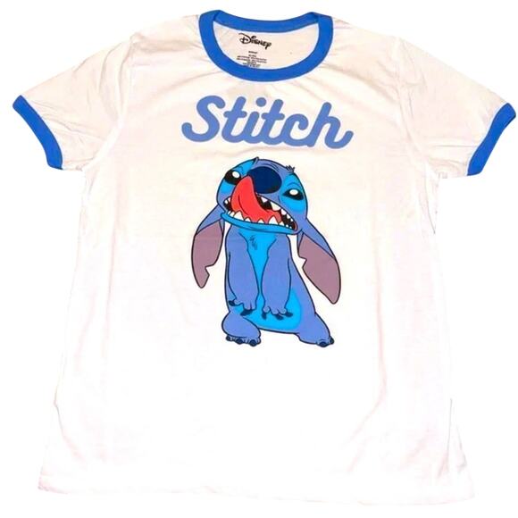 DISNEY Lilo and Stitch STITCH Spellout Ringer T-Shirt Size XS - Picture 1 of 3